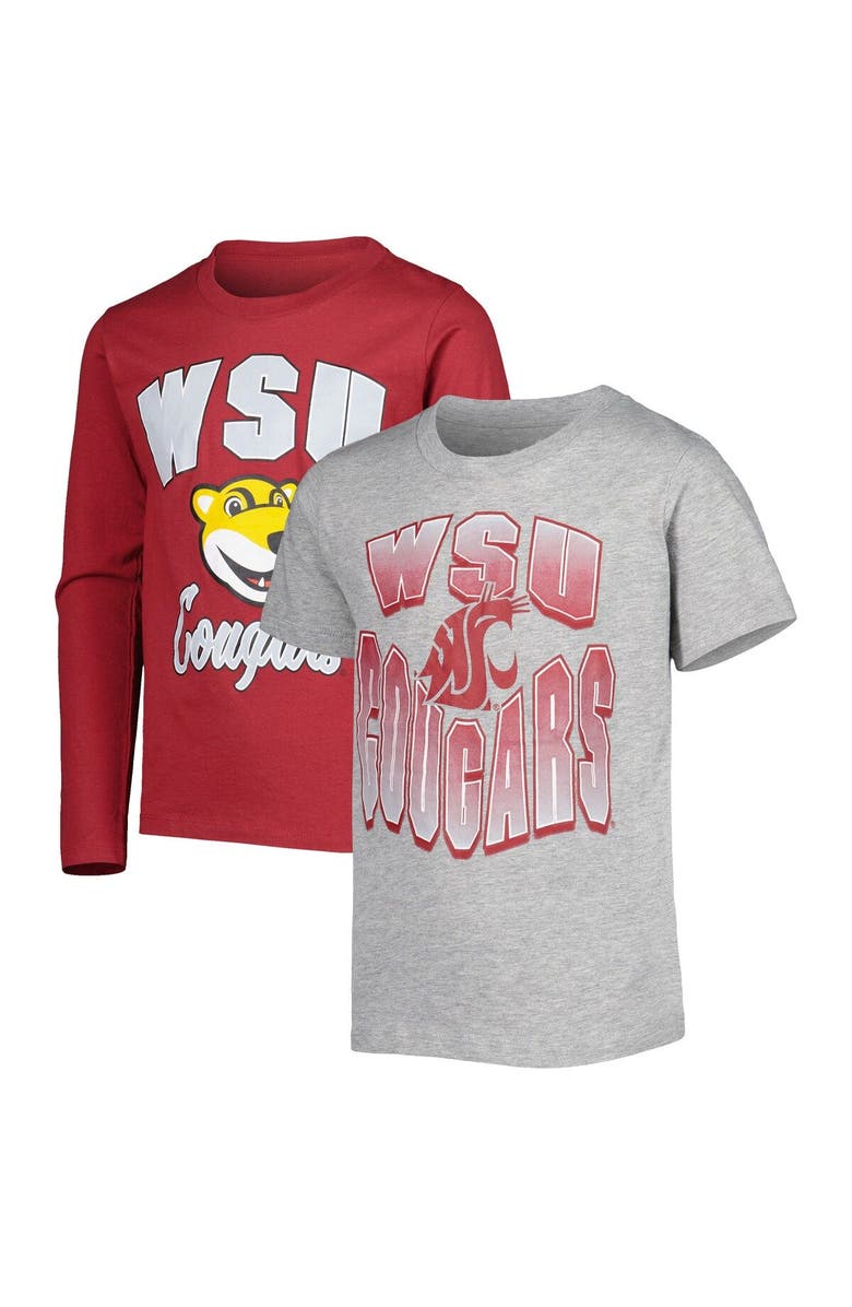 Outerstuff Youth Crimson/Heather Gray Washington State Cougars Game Day T-Shirt Combo Pack, Main, color, 