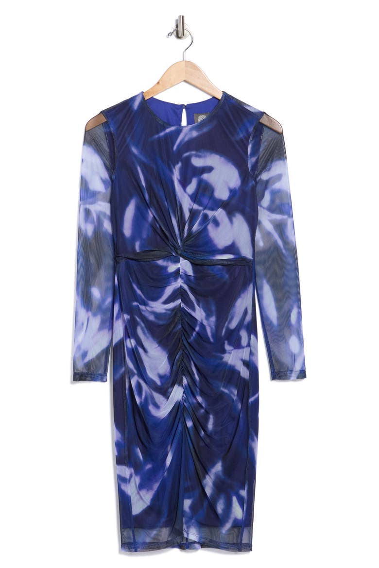 Long Sleeve Mesh Midi Body-Con Cocktail Dress, Alternate, color, PURPLE BLUE