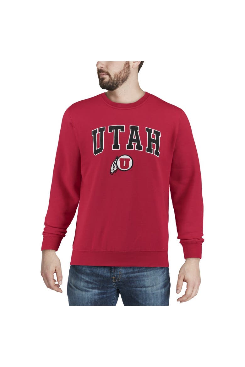Men's Colosseum Red Utah Utes Arch & Logo Crew Neck Sweatshirt, Alternate, color, Red