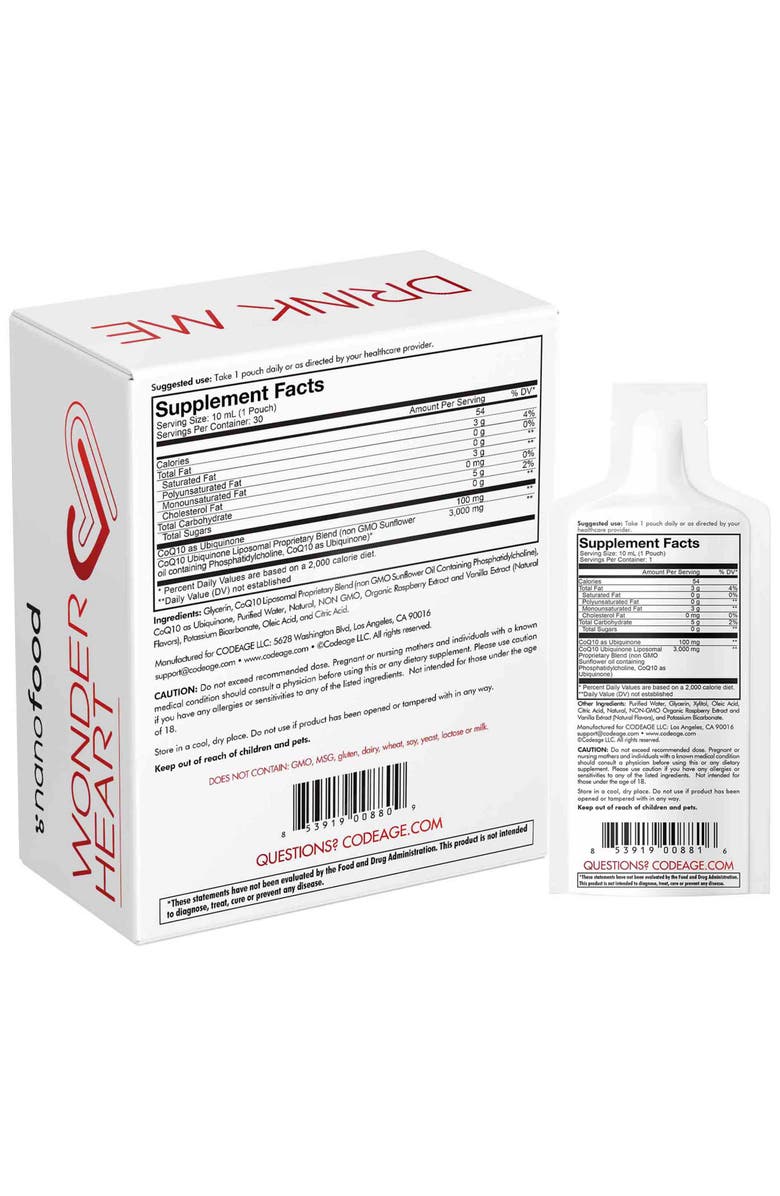 Codeage Wonder Heart Liquid CoQ10 Liposomal Ubiquinone Supplement, Alternate, color, White