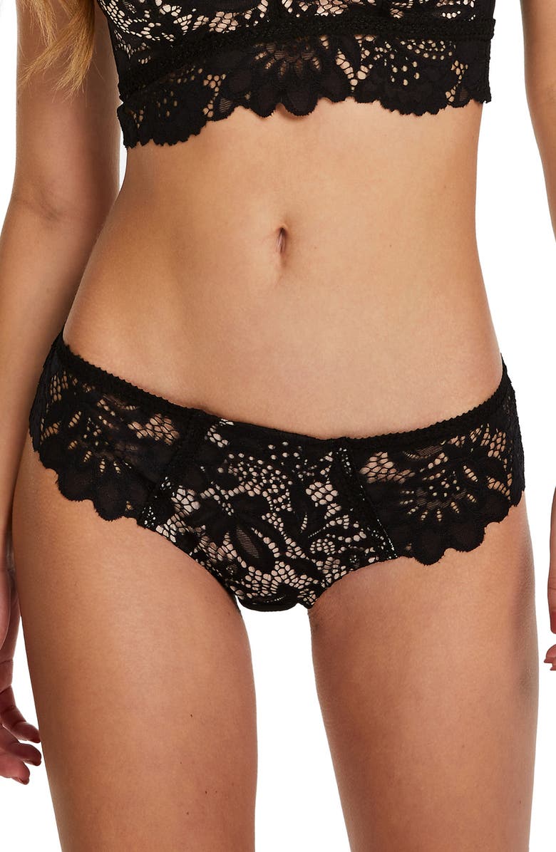 Hunkemöller Shiloh Lace Brazilian Panties, Alternate, color, Caviar