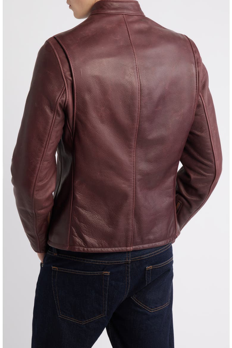 Café Racer Oil Tanned Leather Moto Jacket, Alternate, color, WINE