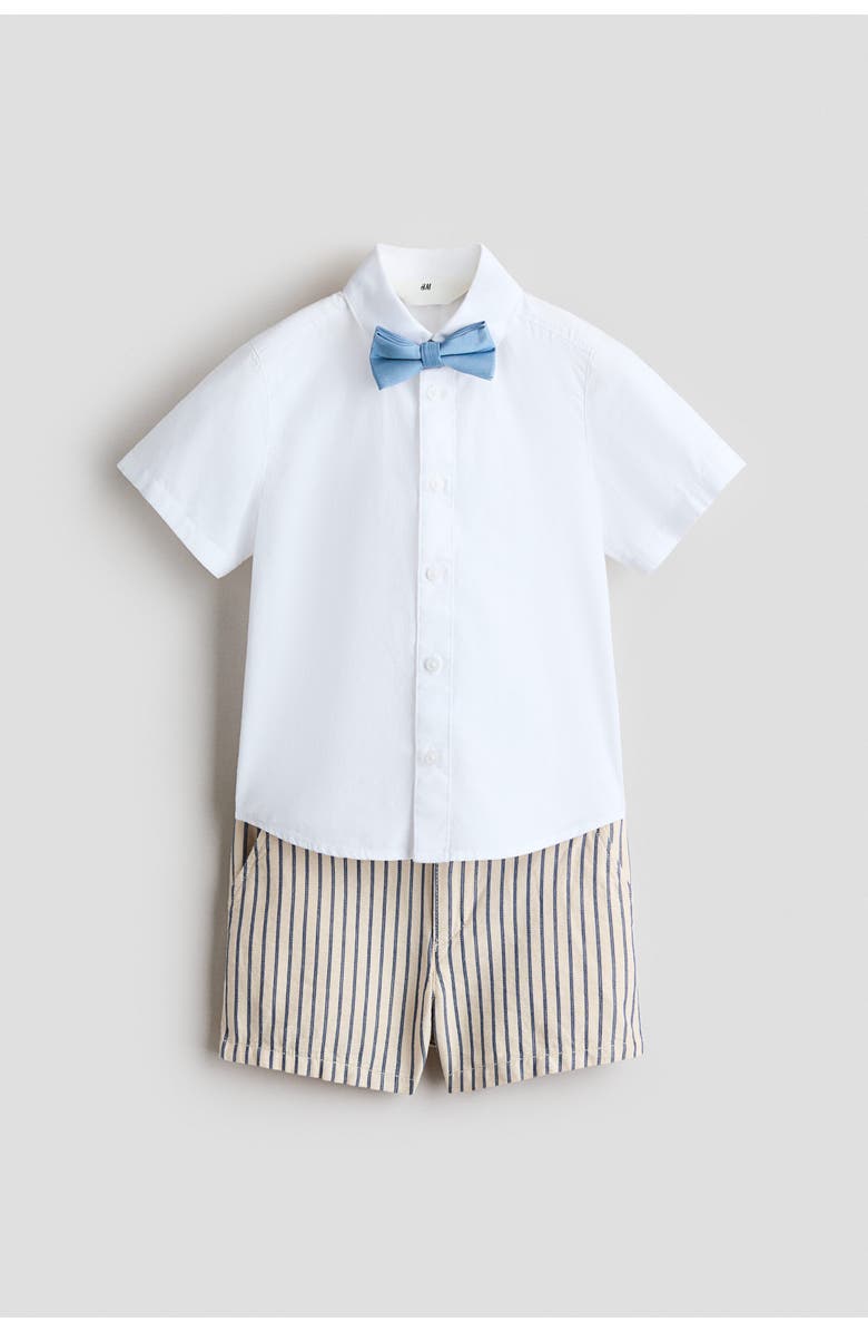 H&M 3-piece Dressy Set, Main, color, White/Beige Striped