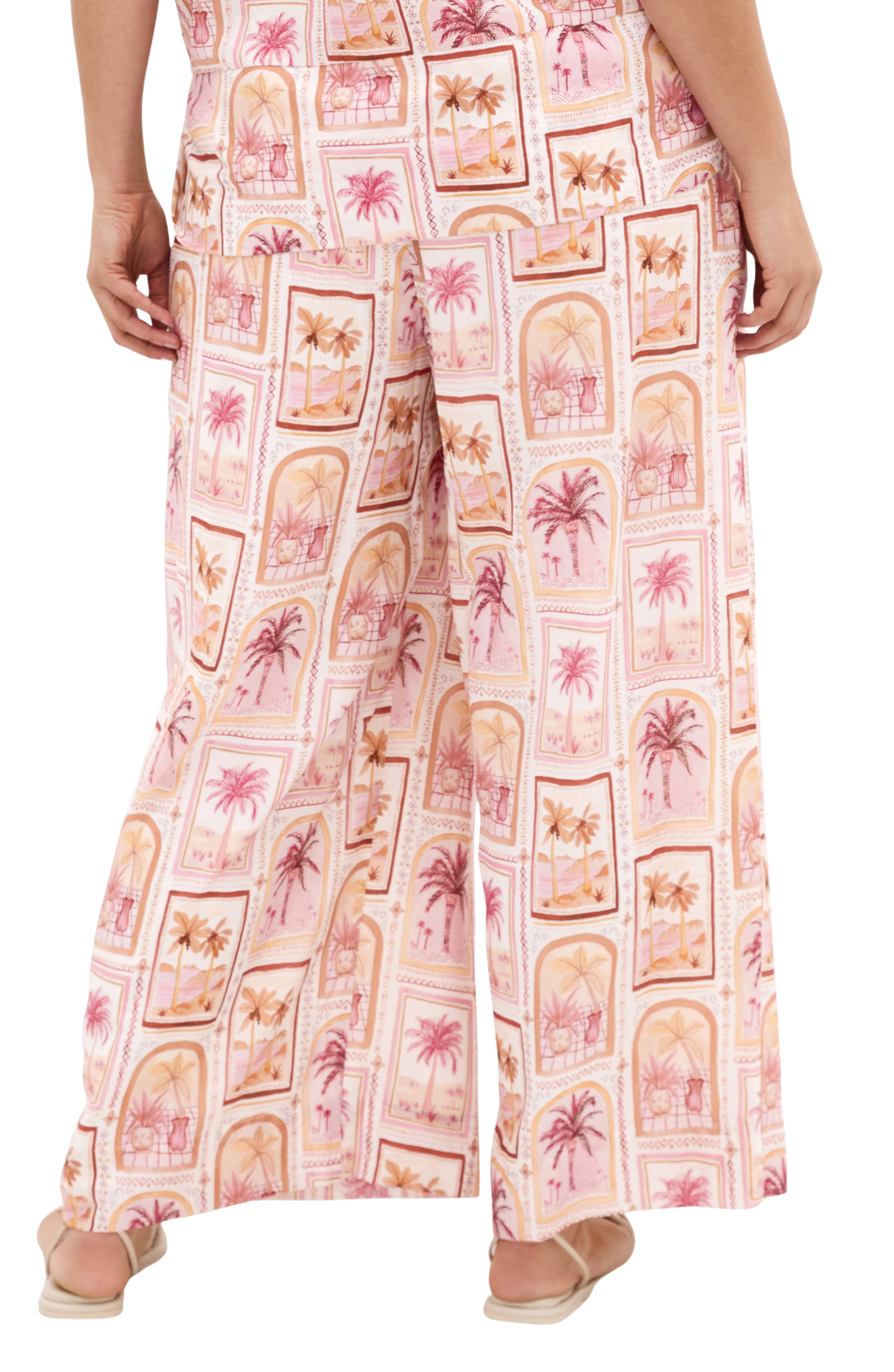 Postcard Print Wide Leg Pants - image 2
