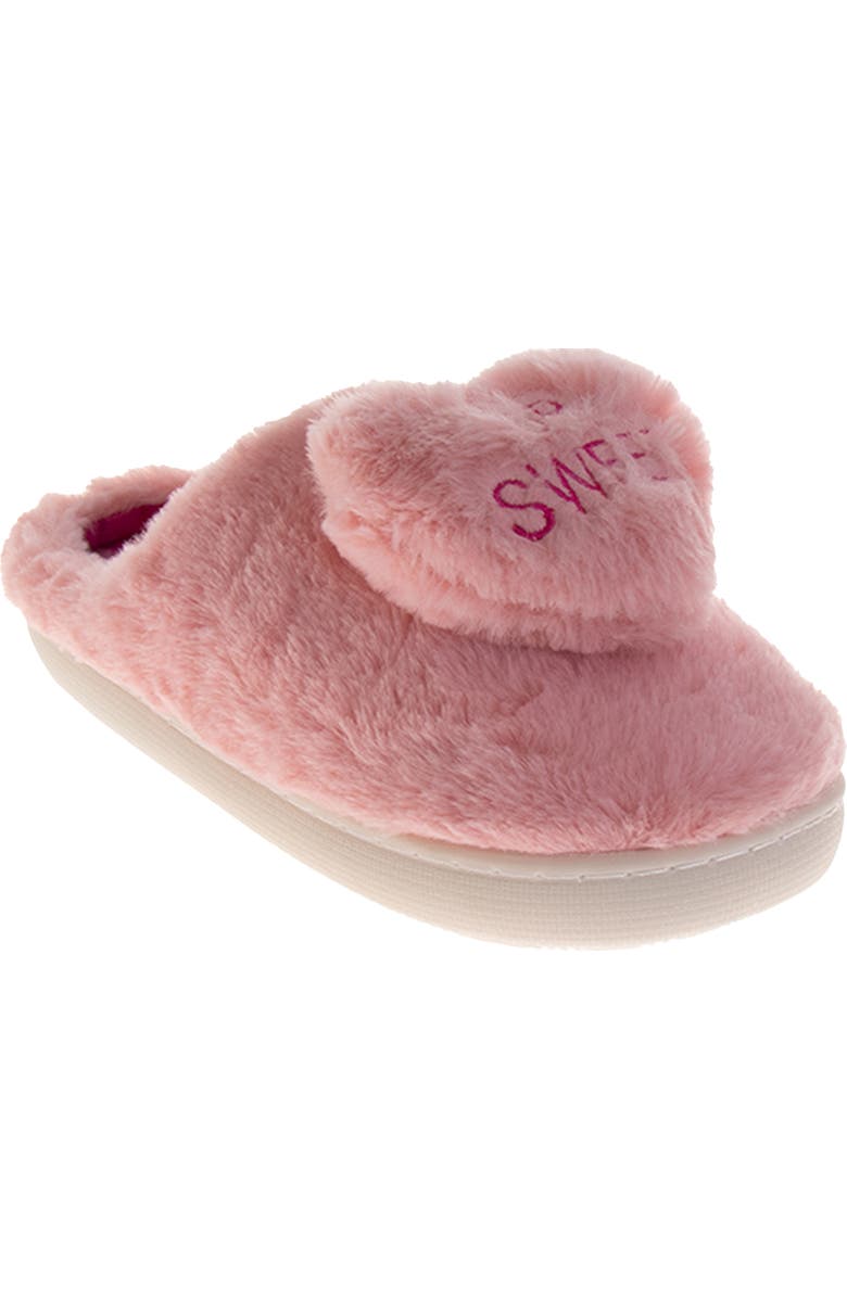 JOSMO Kids' Sweethearts Conversation Heart Faux Fur Slipper, Main, color, Pink