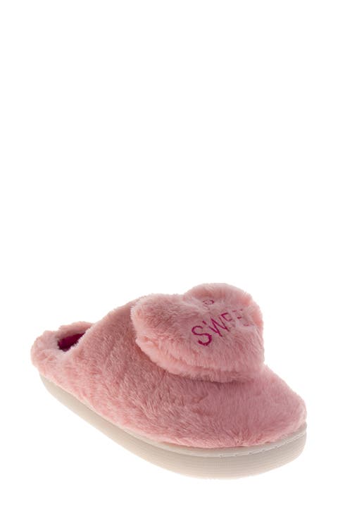 Kids' Sweethearts Conversation Heart Faux Fur Slipper (Walker & Toddler)