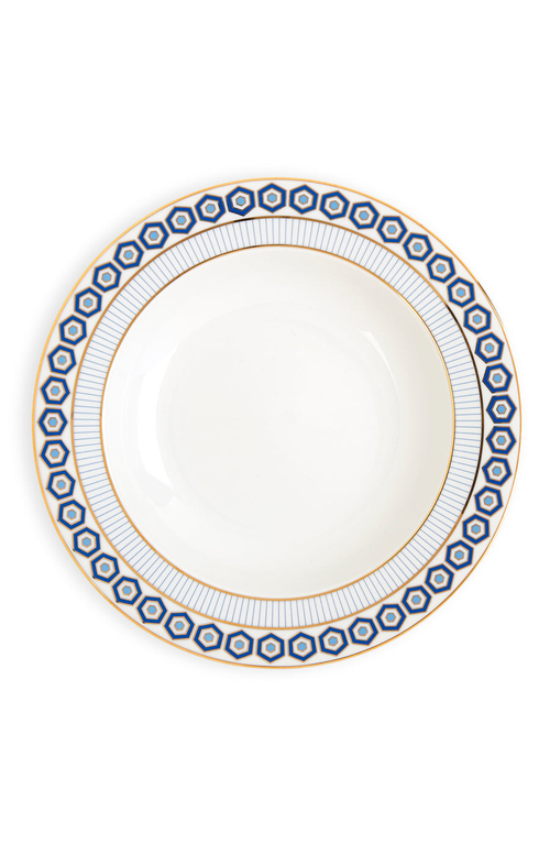 Jonathan Adler Newport Soup Bowl In White/blue/gold