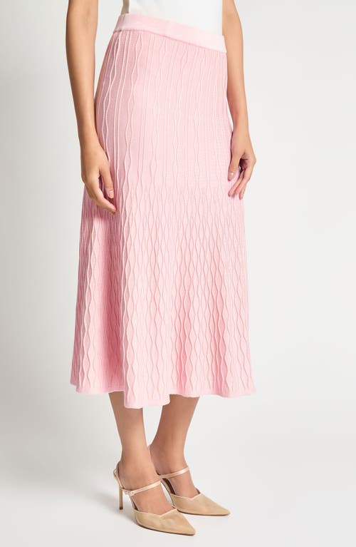 Misook Heritage Fit Raised Geo Flare Midi Skirt In Soft Blush