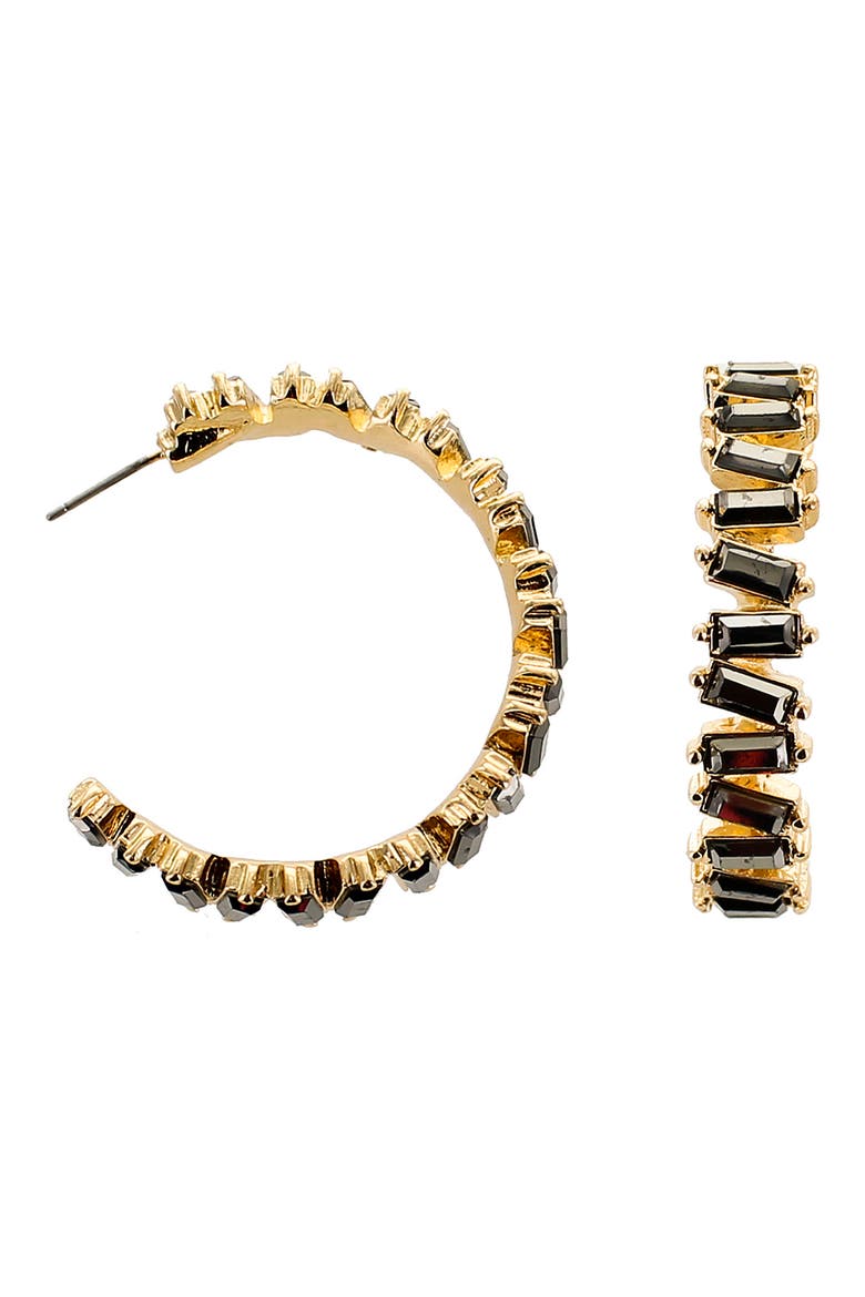 Baguette Hoop Earrings, Main, color, HEMATITE