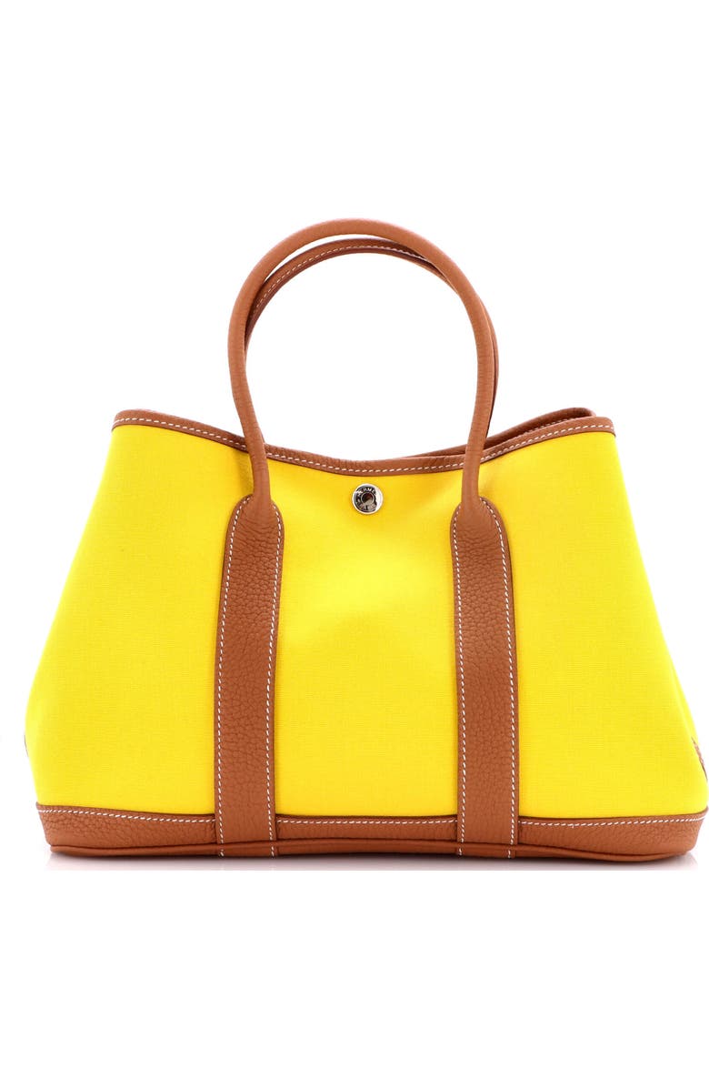 Pre-Owned Hermes Garden Party Tote Toile and Leather 30, Main, color, Jaune Ambre