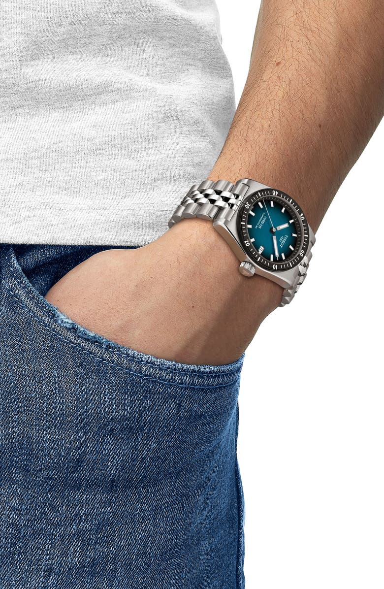 Tissot PR 516 Automatic Bracelet Watch, 38mm, Alternate, color, Blue Gradient