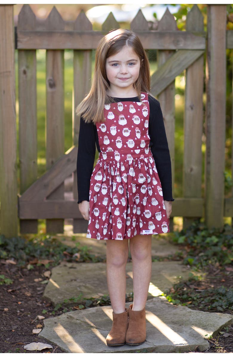 WORTHY THREADS Girls Holiday Pinafore Dress, Alternate, color, Santas