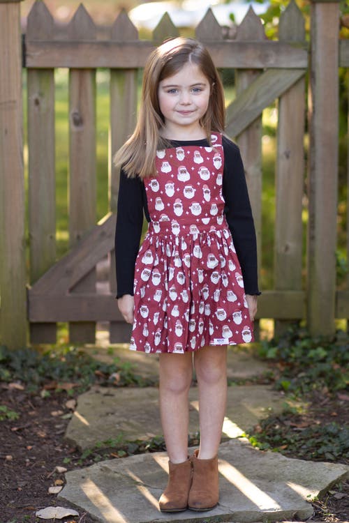 Worthy Threads Girls Holiday Pinafore Dress In Red