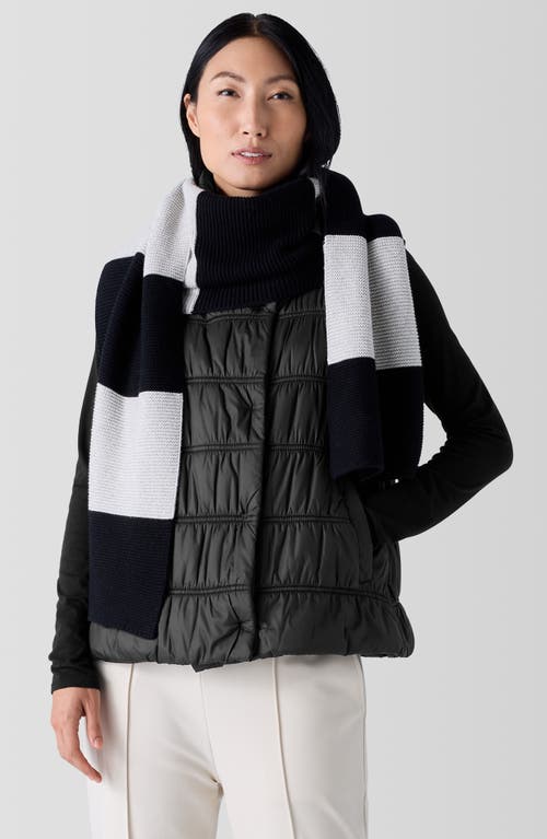 Eileen Fisher Cotton And Recycled Cashmere Scarf In Black