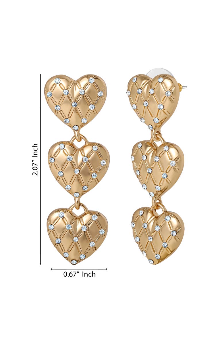 Juicy Couture Triple Heart Drop Earrings, Alternate, color, Gold Tone