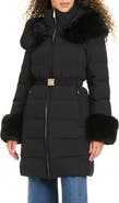 Kate Spade Belted Puffer Coat with Removable Faux Fur Trim