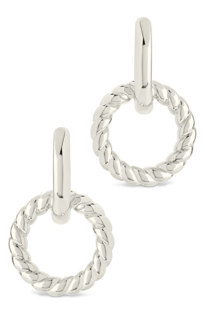 Sterling Forever Levissa Circle Drop Huggie Hoop Earrings, Alternate, color, Silver