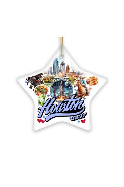 Houston 1837 Space City Skyline Star Ceramic Ornament
