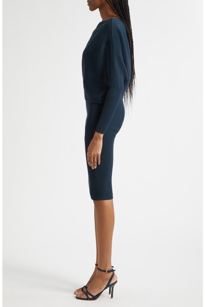 Lara Rib Knit Off the Shoulder Sweater Dress, Alternate, color, TEAL GREEN