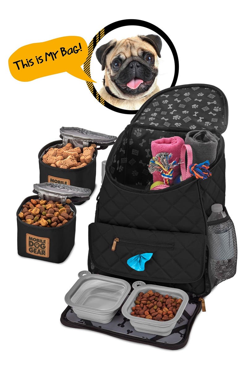 MOBILE DOG GEAR Day Away(R) Tote Bag, Dine Away(R) Set, & Weekend Backpack Gear Bundle, Main, color, 