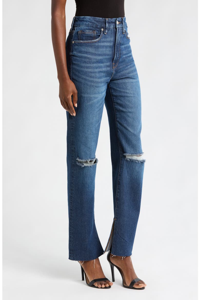 Good Boy Split Hem High Waist Straight Leg Jeans, Alternate, color, INDIGO705