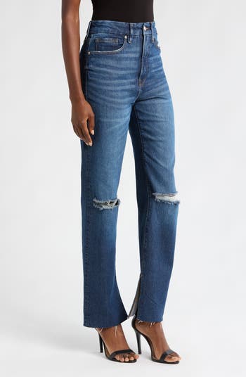Good Boy Split Hem High Waist Straight Leg Jeans