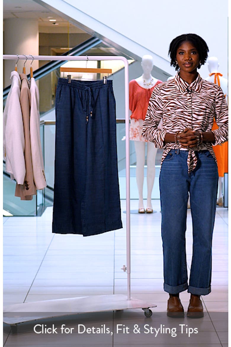 Pintuck Chambray Wide Leg Crop Pants video
