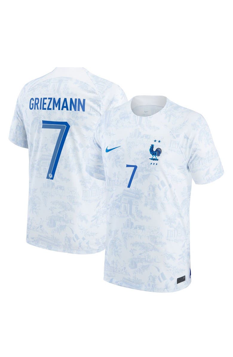 Nike Men's Nike Antoine Griezmann White France National Team 2022/23 Away Breathe Stadium Replica Jersey, Main, color, 