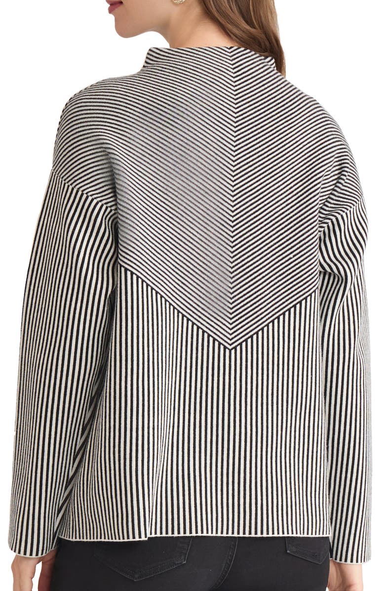 Jones New York Funnel Neck Jacquard Sweater, Alternate, color, Jones White/ Jones Black