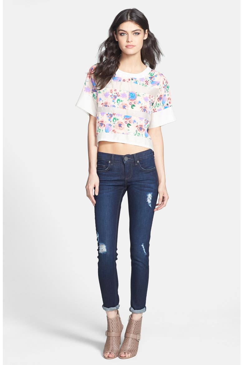 Floral Stripe Top, Alternate, color, IVORY/ FLORAL