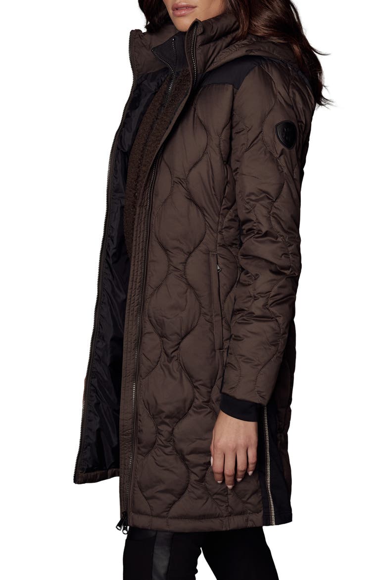 Chamonix Water Repellent Quilted Coat, Alternate, color, COFFEE