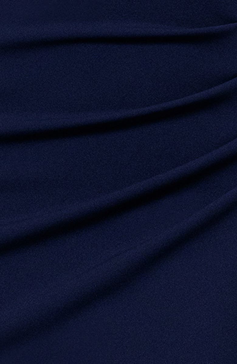 Xscape Evenings Floral Appliqué Long Sleeve Gown, Alternate, color, Navy