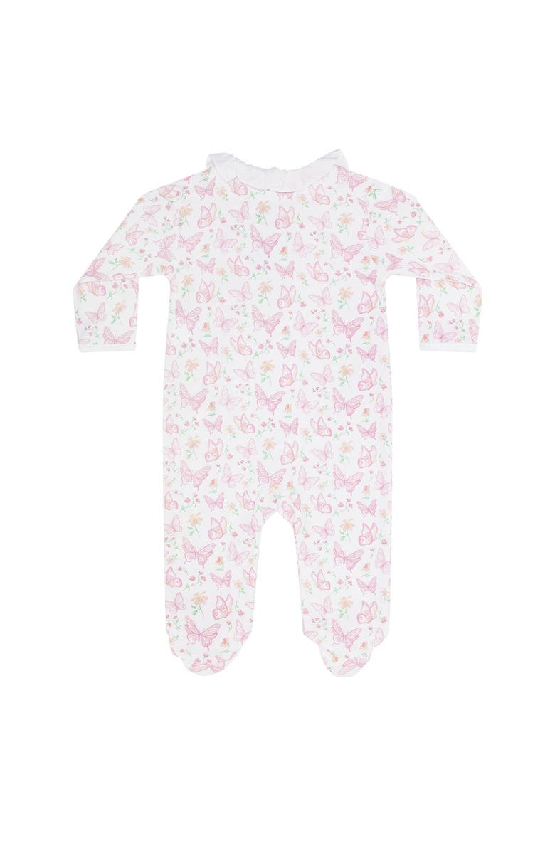 Nellapima Butterflies Print Crossover Footie - Baby, Alternate, color, Pink