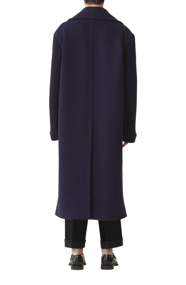 Lanvin Long Bi-material Peacoat, Alternate, color,