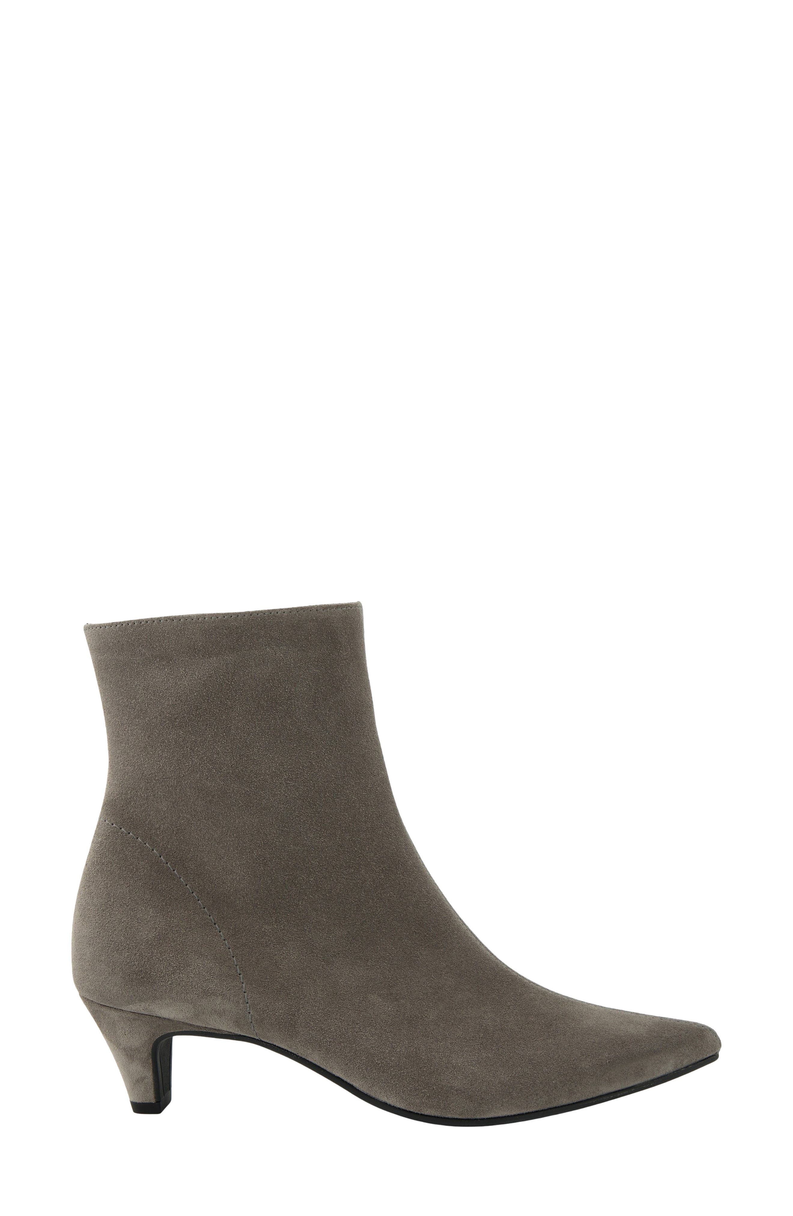 Ciara Pointed Toe Kitten Heel Bootie, Alternate, color, GREY SUEDE