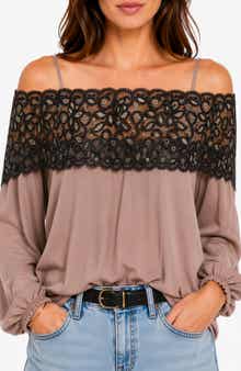 Banded Lace Off the Shoulder Tunic