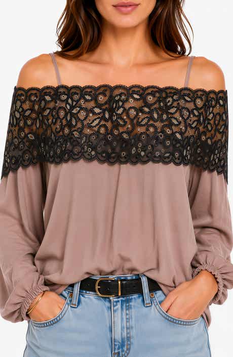 Banded Lace Off the Shoulder Tunic