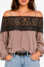 BLUEGREY Banded Lace Off the Shoulder Tunic