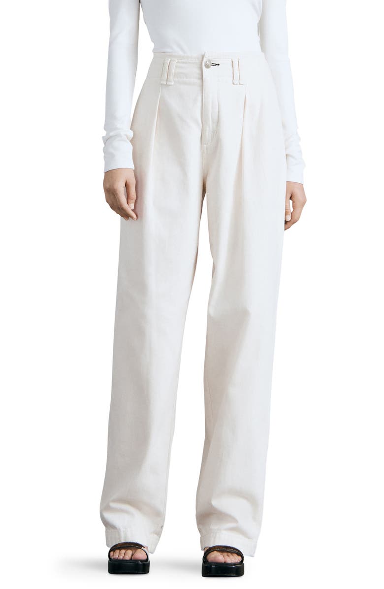 rag & bone Pleated High Waist Cotton Trousers, Main, color,