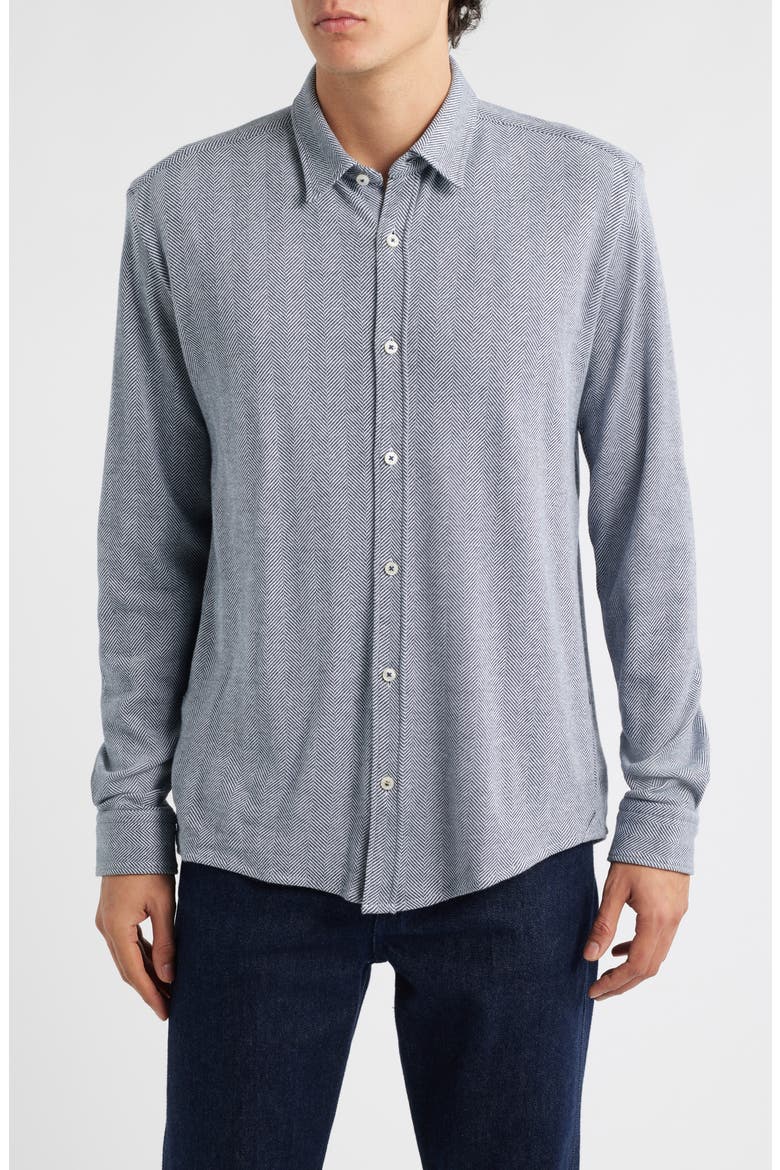 Roan Kent Cotton Button-Up Shirt, Main, color, DARK BLUE