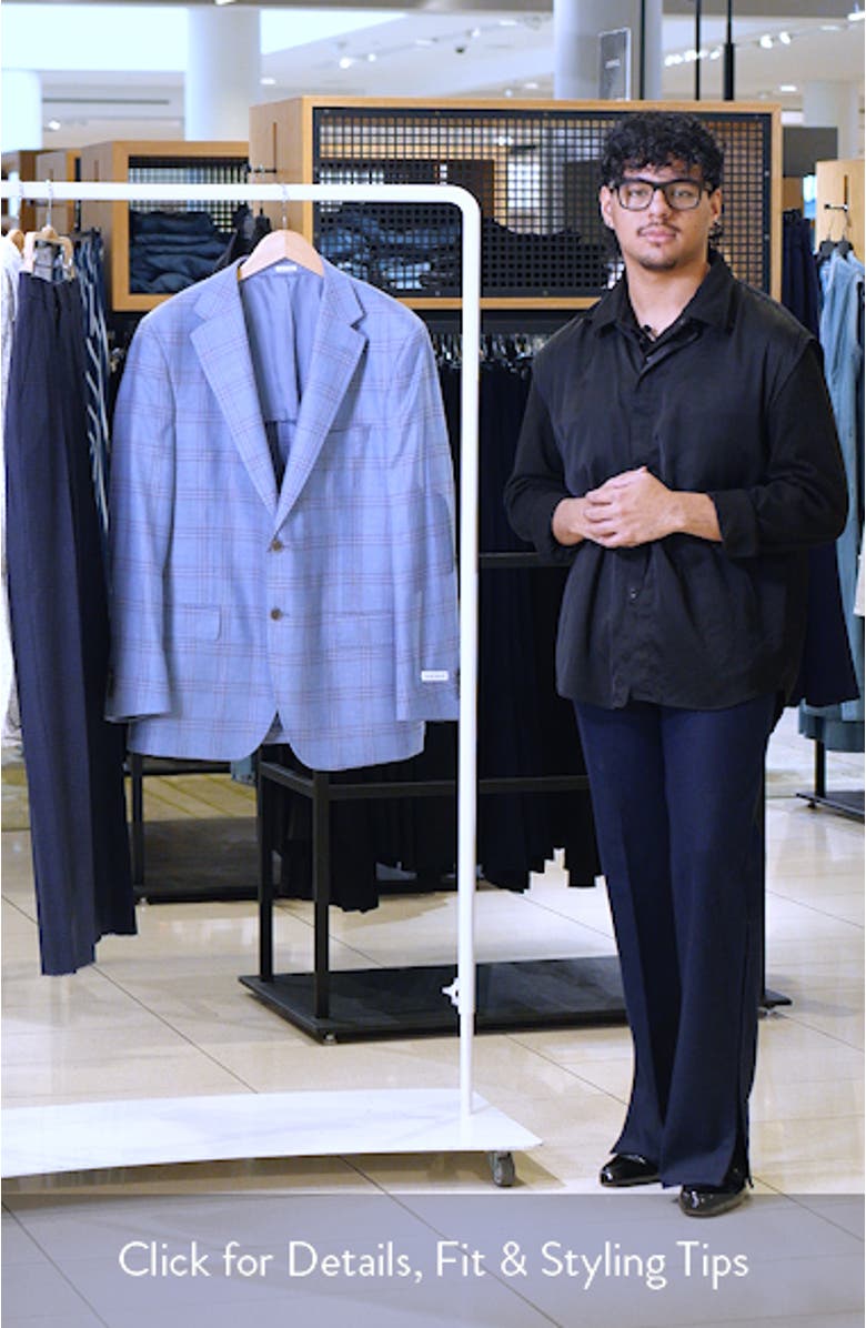 Hyperlight Soft Light Blue Plaid Wool & Silk Blend Sport Coat, sales video thumbnail