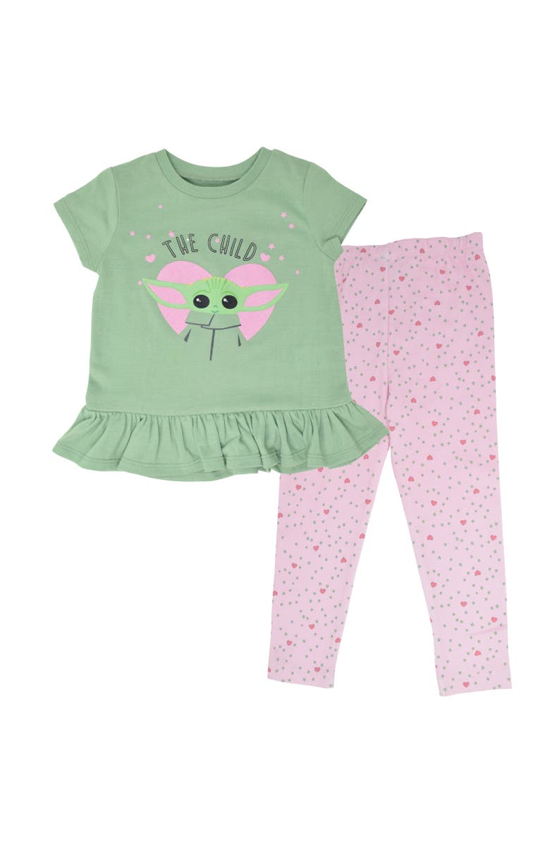 Star Wars The Mandalorian Baby Yoda T-Shirt & Leggings Set, Main, color, Green