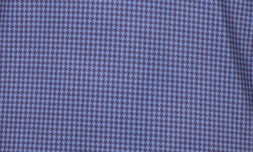 Tailorbyrd Mini Houndstooth Print Long Sleeve Performance Quarter Zip Polo In Blue