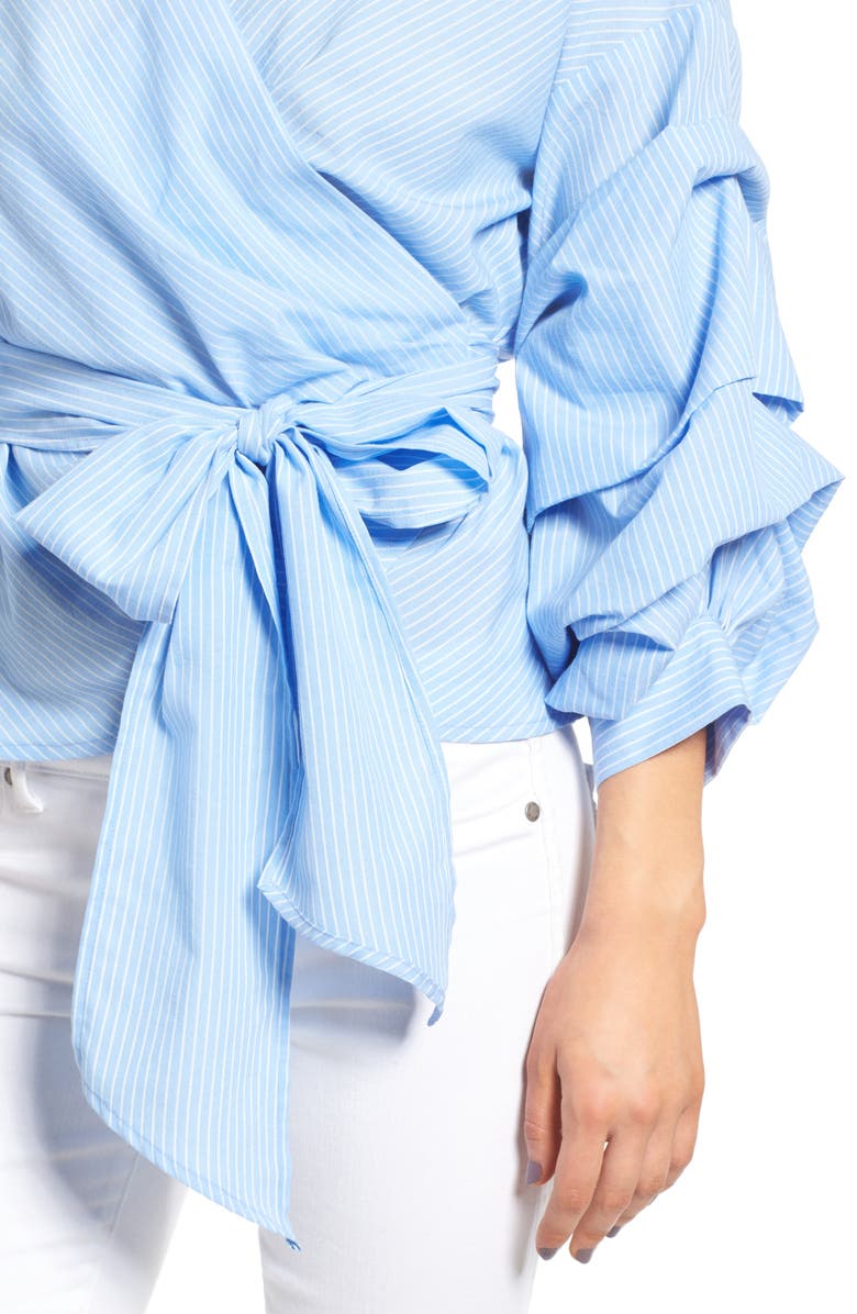 Chelsea28 Poplin Wrap Front Top, Alternate, color, 
