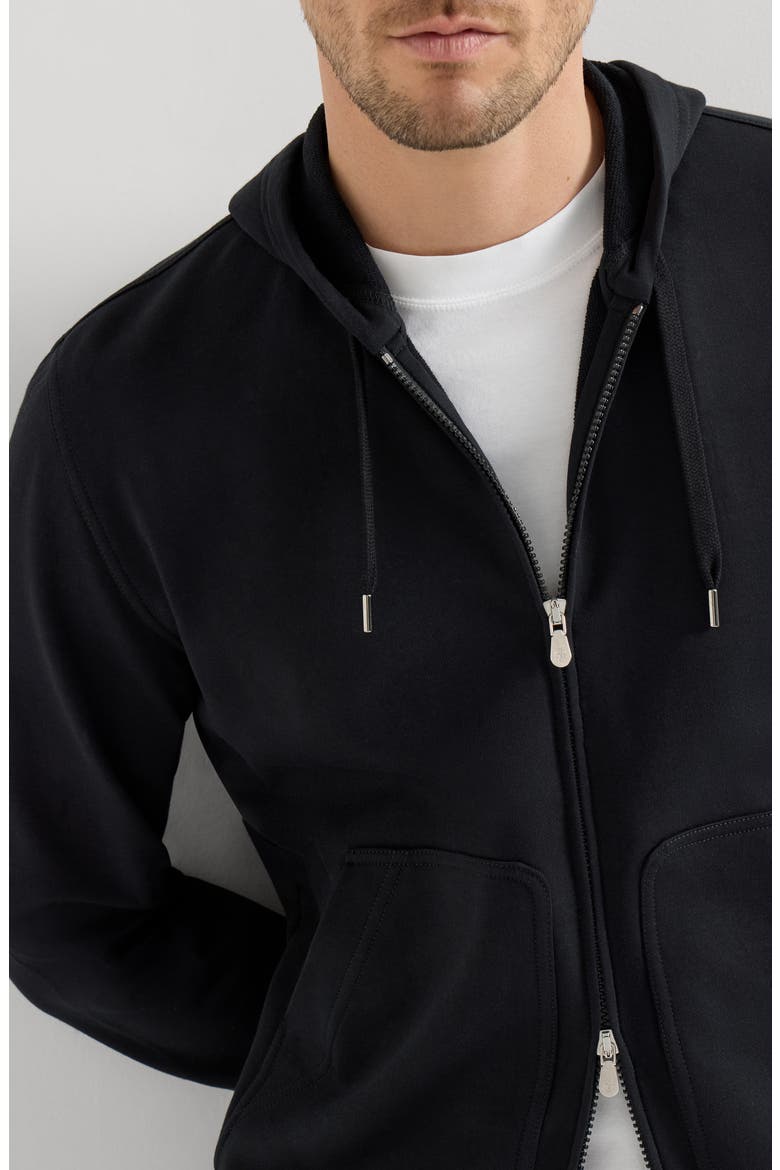 Hooded zip-up sweatshirt, Alternate, color, Black