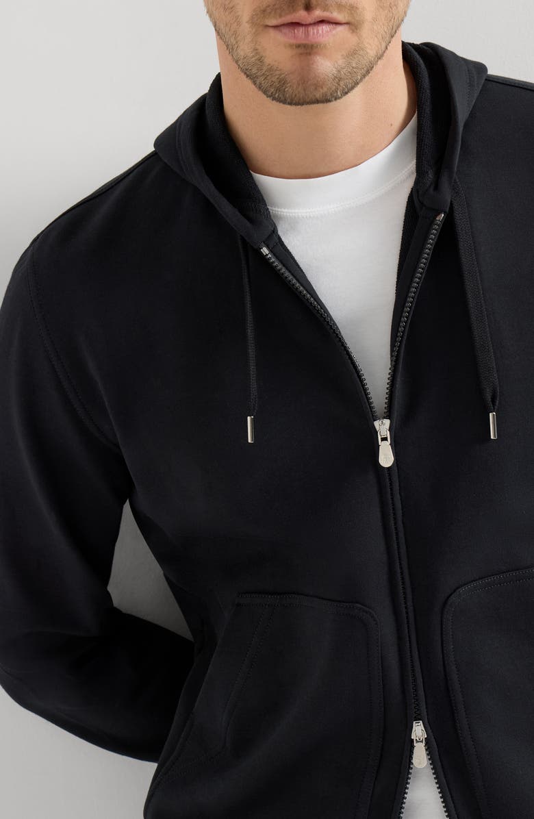 Brunello Cucinelli Hooded zip-up sweatshirt, Alternate, color, Black