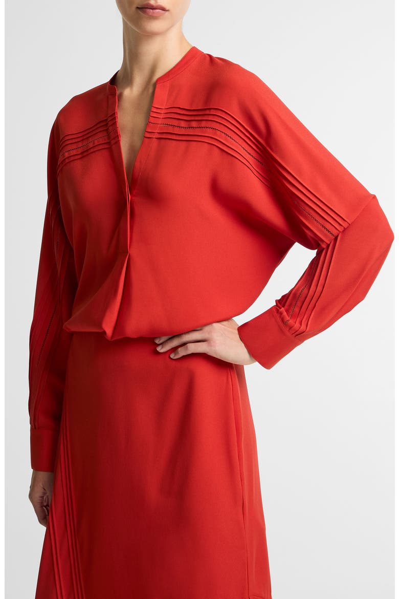 Pleated Pintuck Top, Main, color, POPPY
