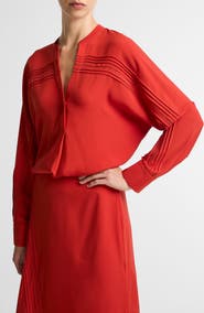 Vince Pleated Pintuck Top
