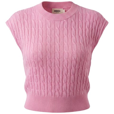 Cable Knit Ribbed Trim Sweater Vest