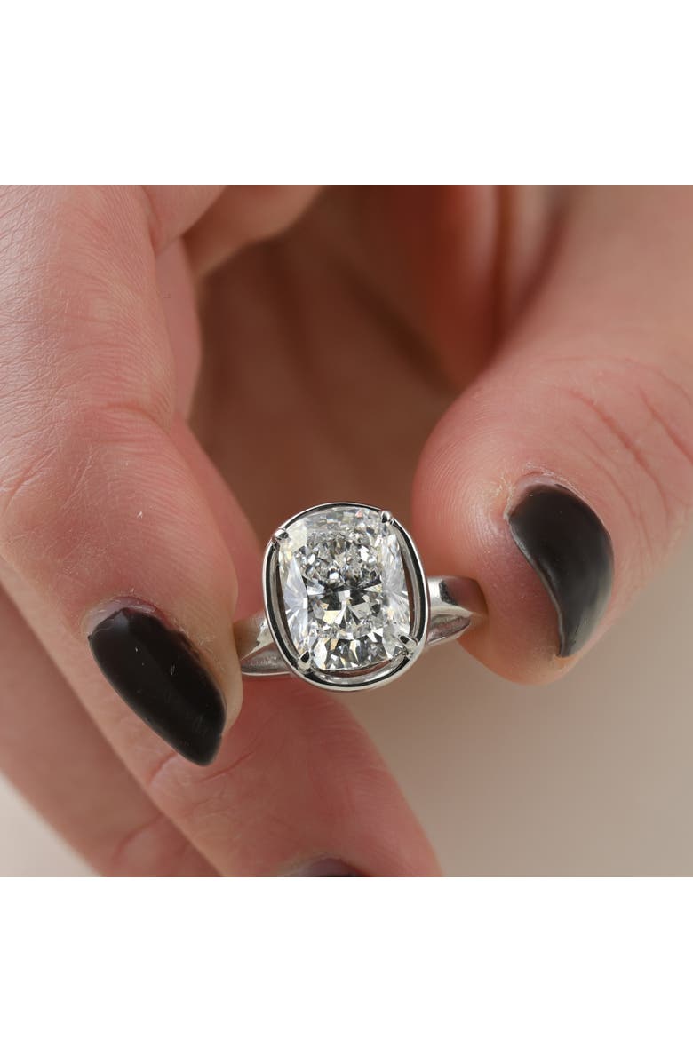 Bliss Diamond Certified 4Ct Cushion Diamond Bezel Prong Engagement Ring 14k Gold Pt Lab Grown, Alternate, color, 14K Yellow Gold